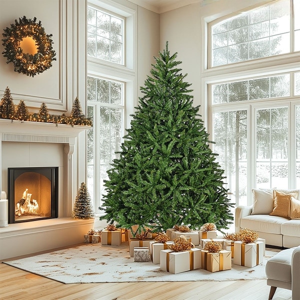7ft Artificial Christmas Tree, Premium Unlit Hinged Spruce Full
