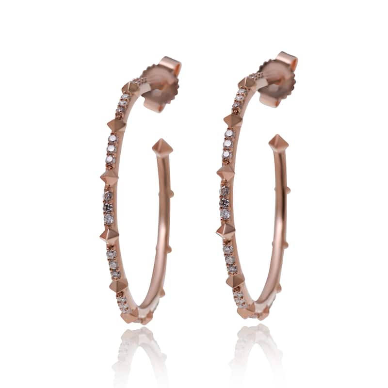 Kendra Scott Cybil 14K Rose Gold White Diamond 0.30ct. tw. Hoop Earrings - Rose Gold - 0.94"