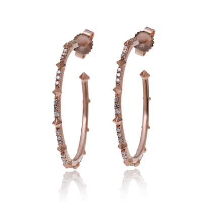 Kendra Scott Cybil 14K Rose Gold White Diamond 0.30ct. tw. Hoop Earrings - Rose Gold - 0.94"