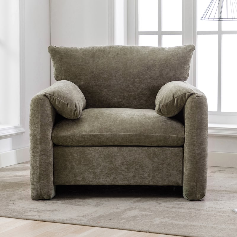 Contemporary Chenille Oversized Armchair with Wide Armrests by Harper&Bright Designs