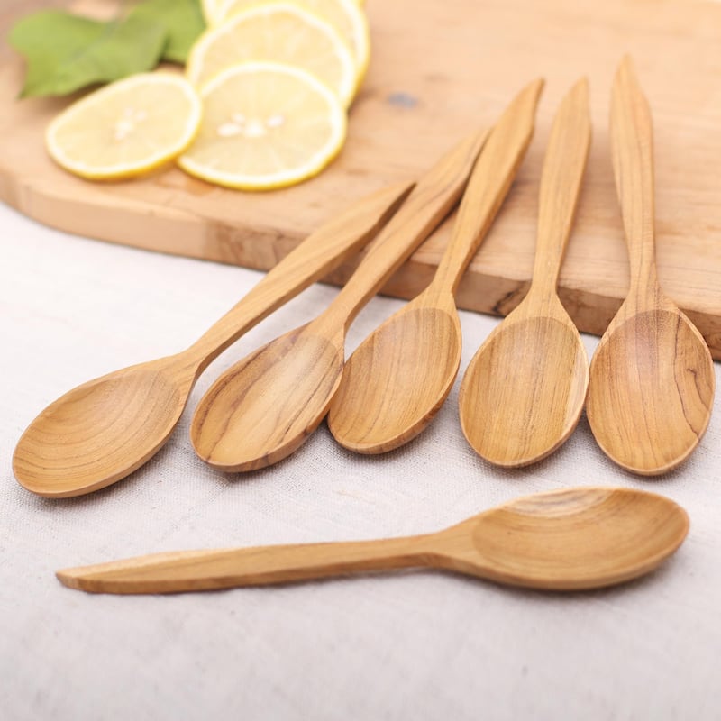 Novica Handmade Fine Dinner Teak Wood Spoons (Set Of 6)