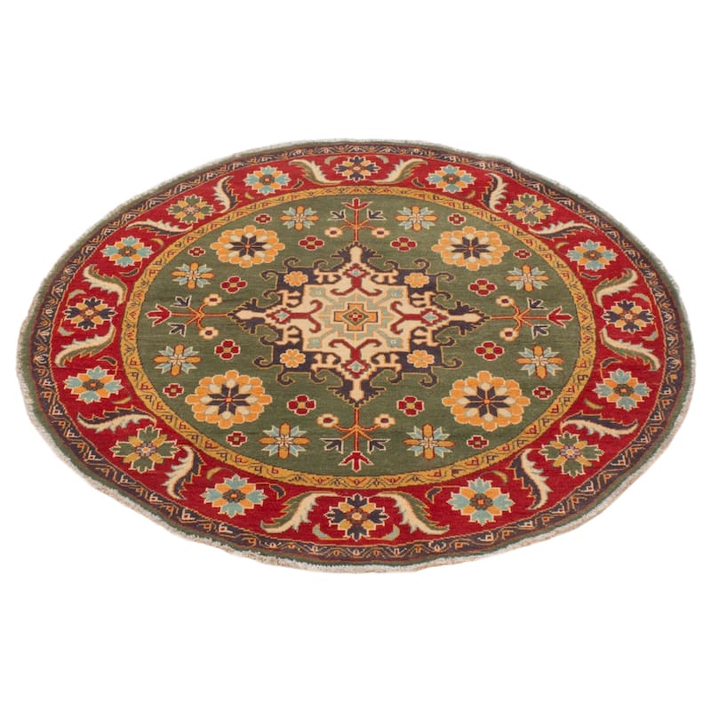 ECARPETGALLERY Hand-knotted Uzbek Ghazni Green Wool Rug - 5'0 x 5'0