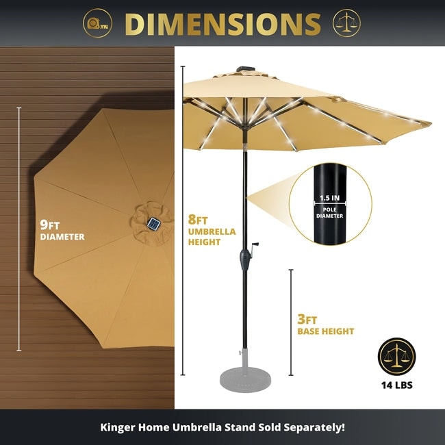 9 gorman lighted patio umbrella Best Choice Products 9ft Deep Square Solar LED w/ Woodgrain Pattern, UV-Resistant Assembly required Hcman 9 ft. Outdoor Patio