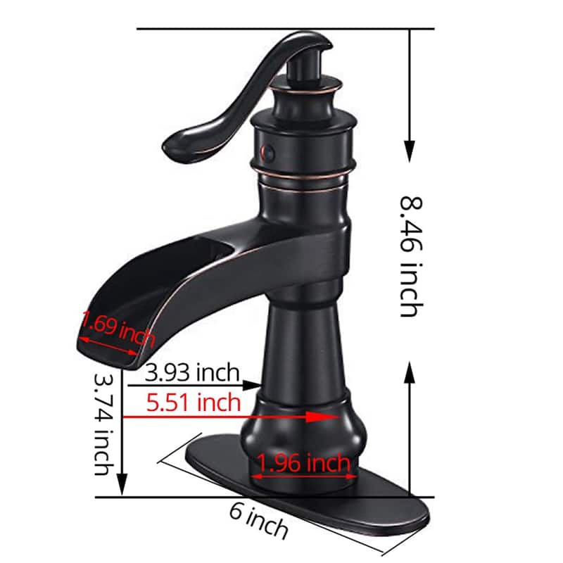 Waterfall Single Hole Single-HandleBathroom Faucet With Pop-up Drain Assembly