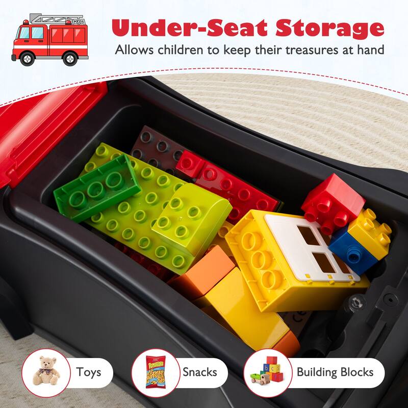 Kids Ride-On Truck with Safety Steering and Sounds Lights for Indoor-Outdoor Play - 23" x 11" x 17" (L x W x H)