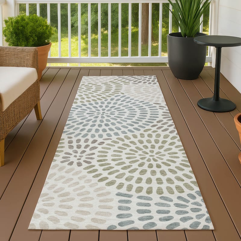 Machine Washable Indoor/ Outdoor Casual Ric Chantille Rug - Ivory - 2'3" x 7'6"