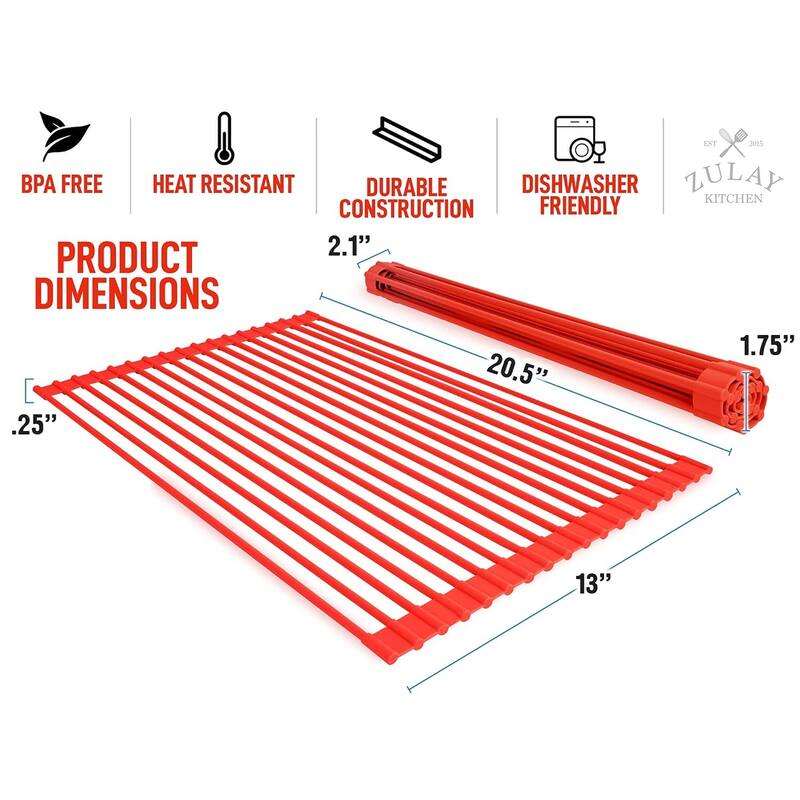 Zulay Kitchen Multipurpose RollUp Sink Drying Rack (Large) Bed Bath