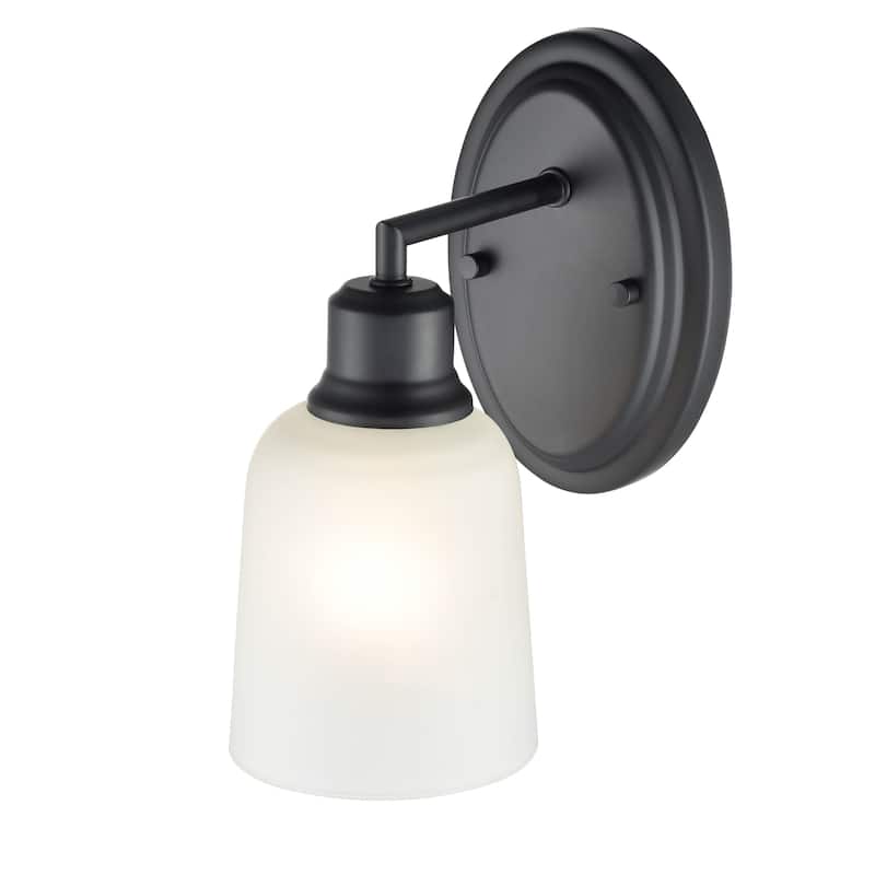 Millennium Lighting Amberle 1 Light Brushed Nickel or Matte Black Wall Sconce with Frosted White Shade