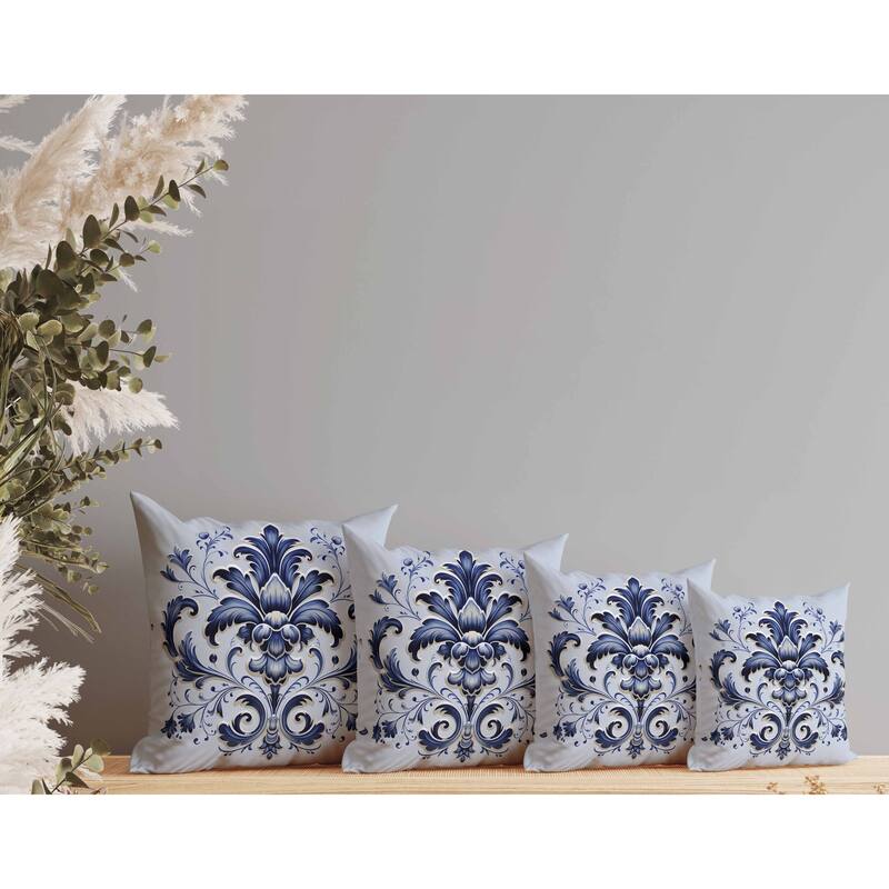 Vintage Veil Indoor/Outdoor Reversible Throw Pillow Blue and Beige