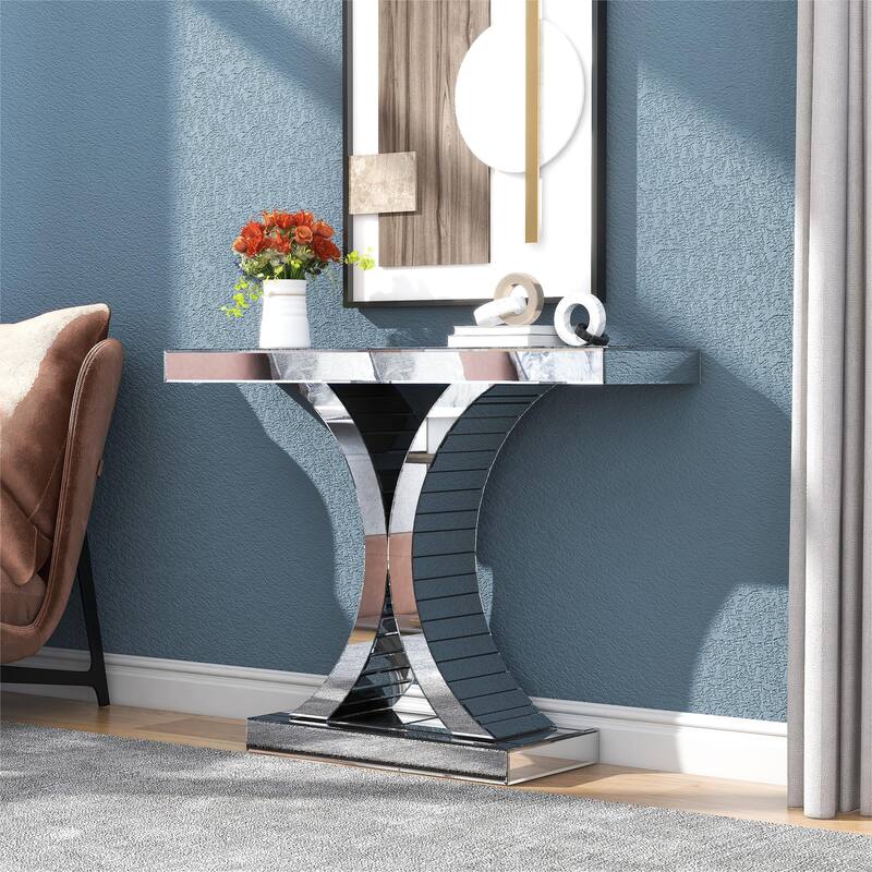 Mirrired Accent Table Console Table X-Cross Sofa Table