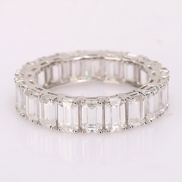 Miadora 6ct DEW Octagon-cut Moissanite Eternity Band Ring in 14k White Gold. Opens flyout.