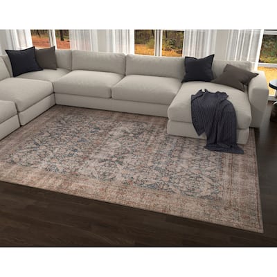 Domani Grove Machine Washable Distressed Persian Area Rug