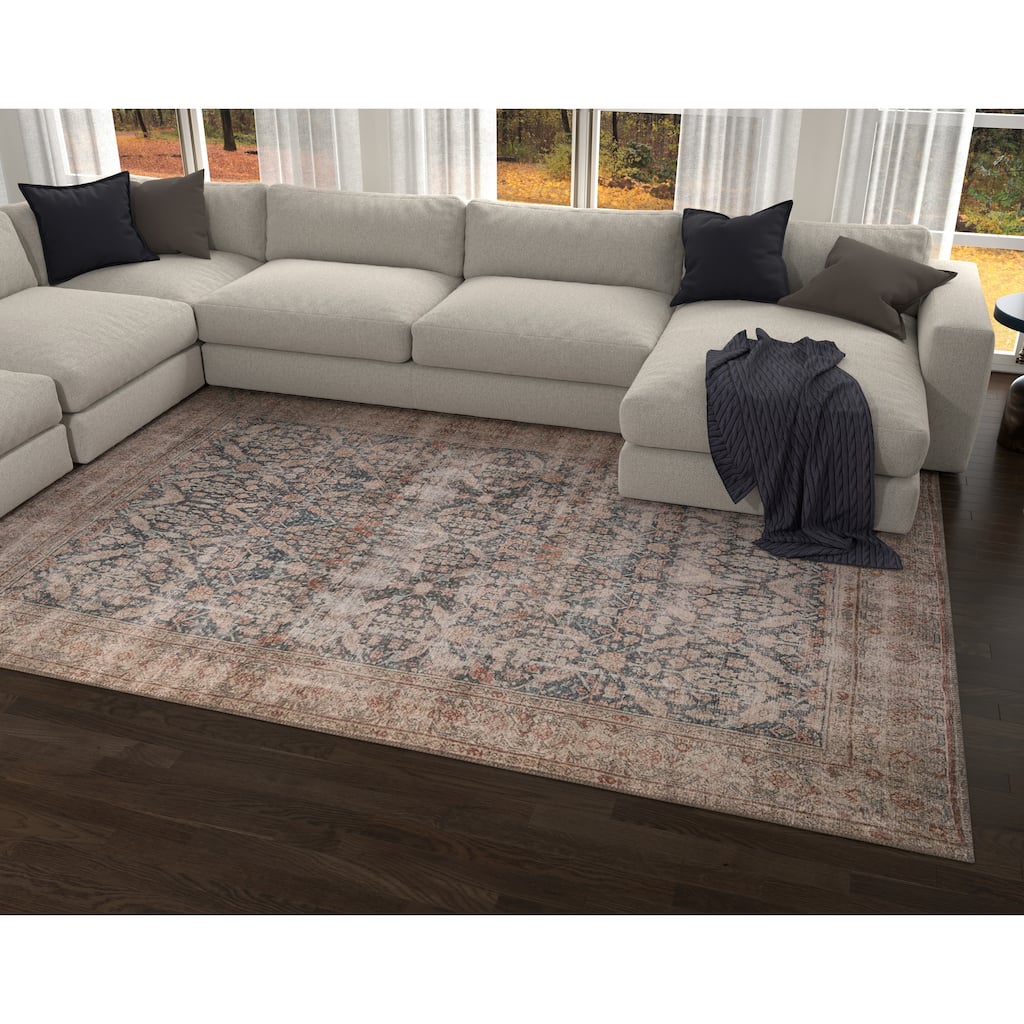Domani Grove Machine Washable Distressed Persian Area Rug
