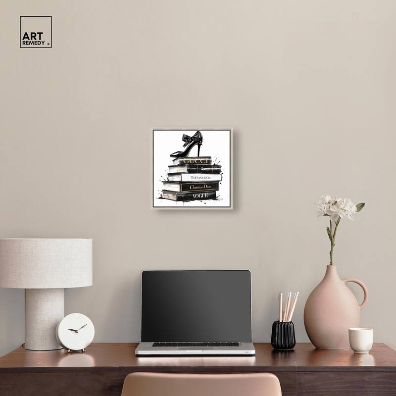 Inky Book Stack Canvas by Art Remedy