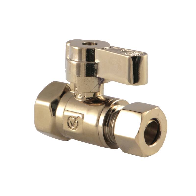 Kingston Brass 3/8" FIP X 3/8" OD Comp Straight Stop Valve - Polished Brass