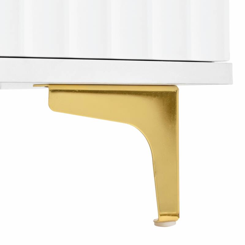 Modern Storage Hall Tree with Bench - Glossy Doors, 6 Gold Hooks
