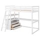 preview thumbnail 6 of 7, Twin Size High Loft Bed Wood Bedframe with Desk, 2 Drawers & Shelves