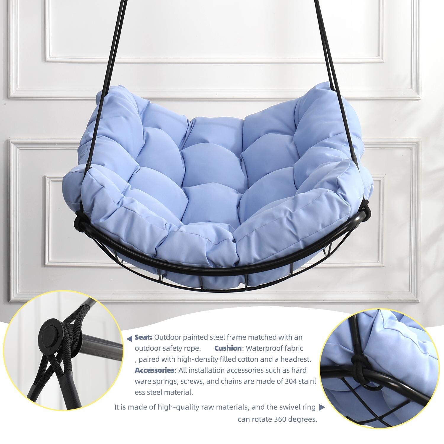 Oversized Swing Chair Hammock Chair with 360掳 Swivel Ring