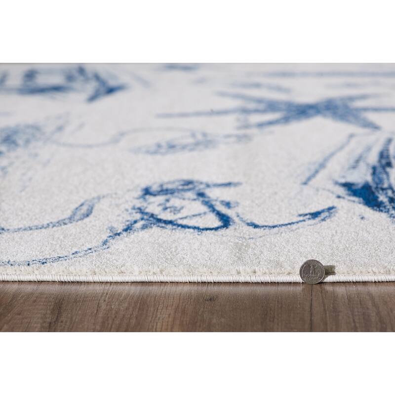 Domani Seaside Nautical & Coastal Lighthouse Rug
