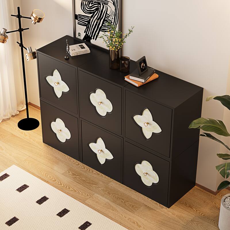 Modern 6-Door Sideboards Accent Cabinet, Modular Wooden Buffet With Storage - 58.8''