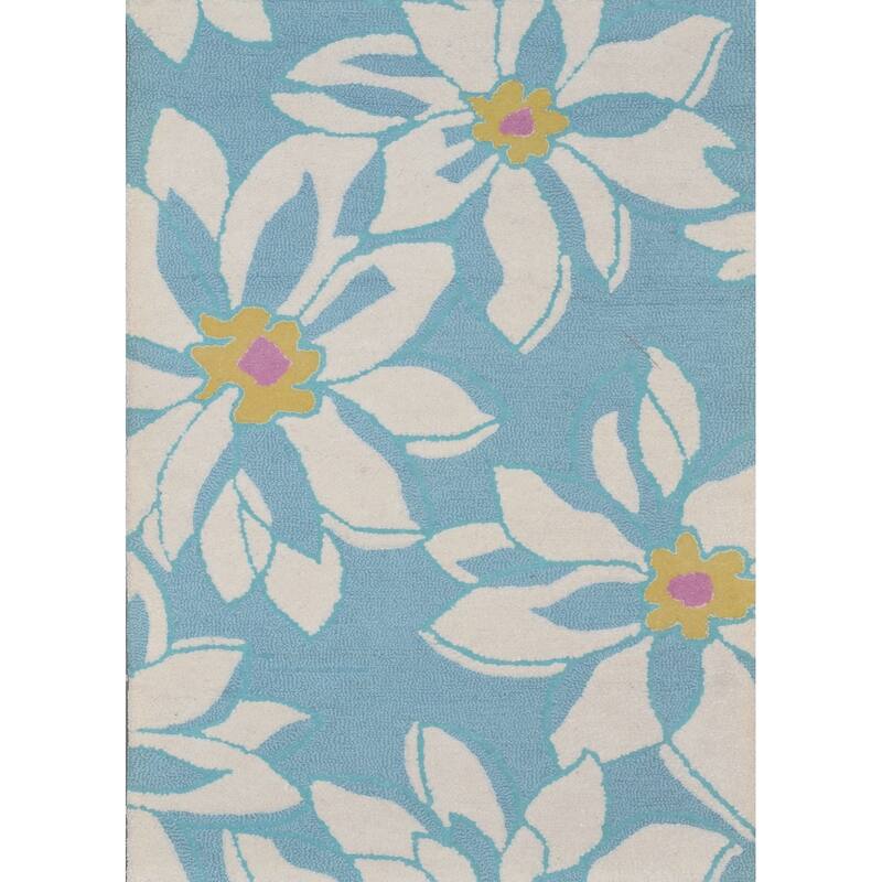SAFAVIEH Handmade Blossom Pragiya Blue Wool Rug