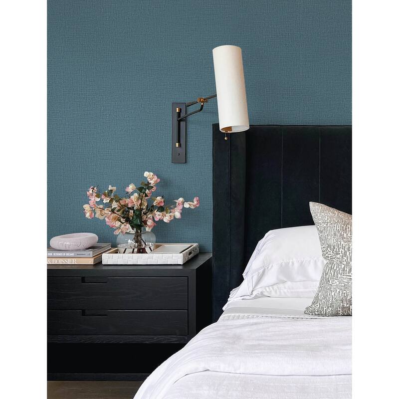 Advantage Eagen Blue Linen Weave Wallpaper