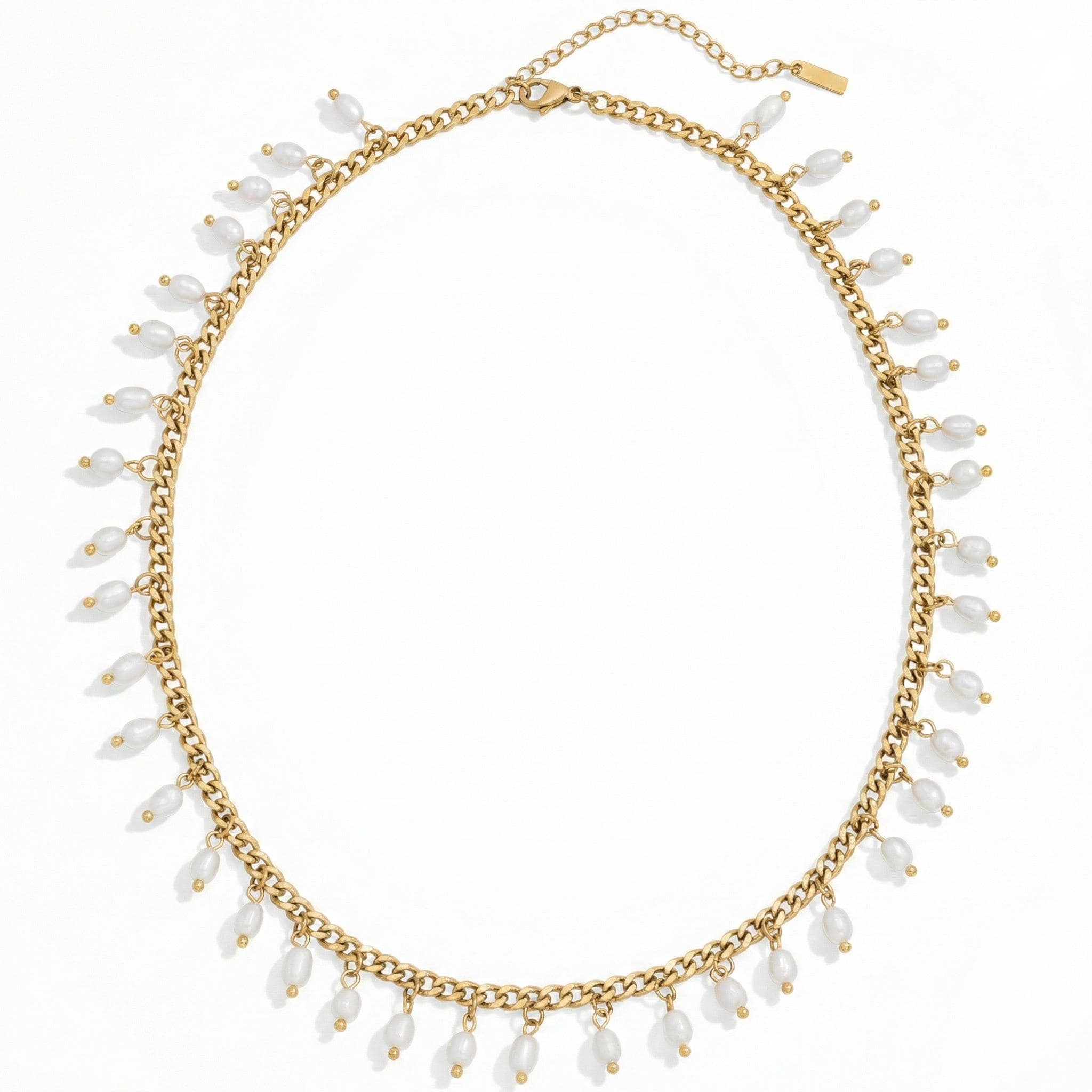 Bliss Diamond Vicentina Yellow Gold Plated 16" Fresh Water Pearl Necklace