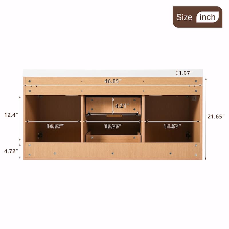 47.24" Wall-Mounted Double Sink Bathroom Vanity with SMC Top