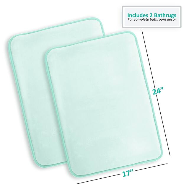 Clara Clark Ultra Soft Plush Bathroom Rug - Non-Slip, Velvet, Memory Foam Bath Mat - Set of 2