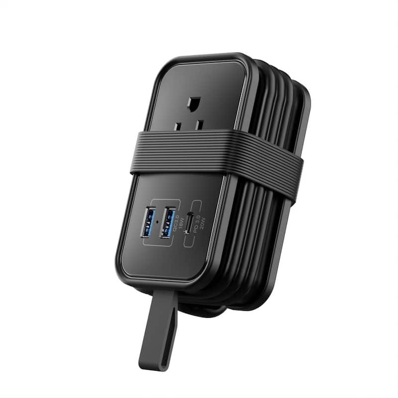 Portable Travel Power Strip with USB Ports 3ft travel extension cord