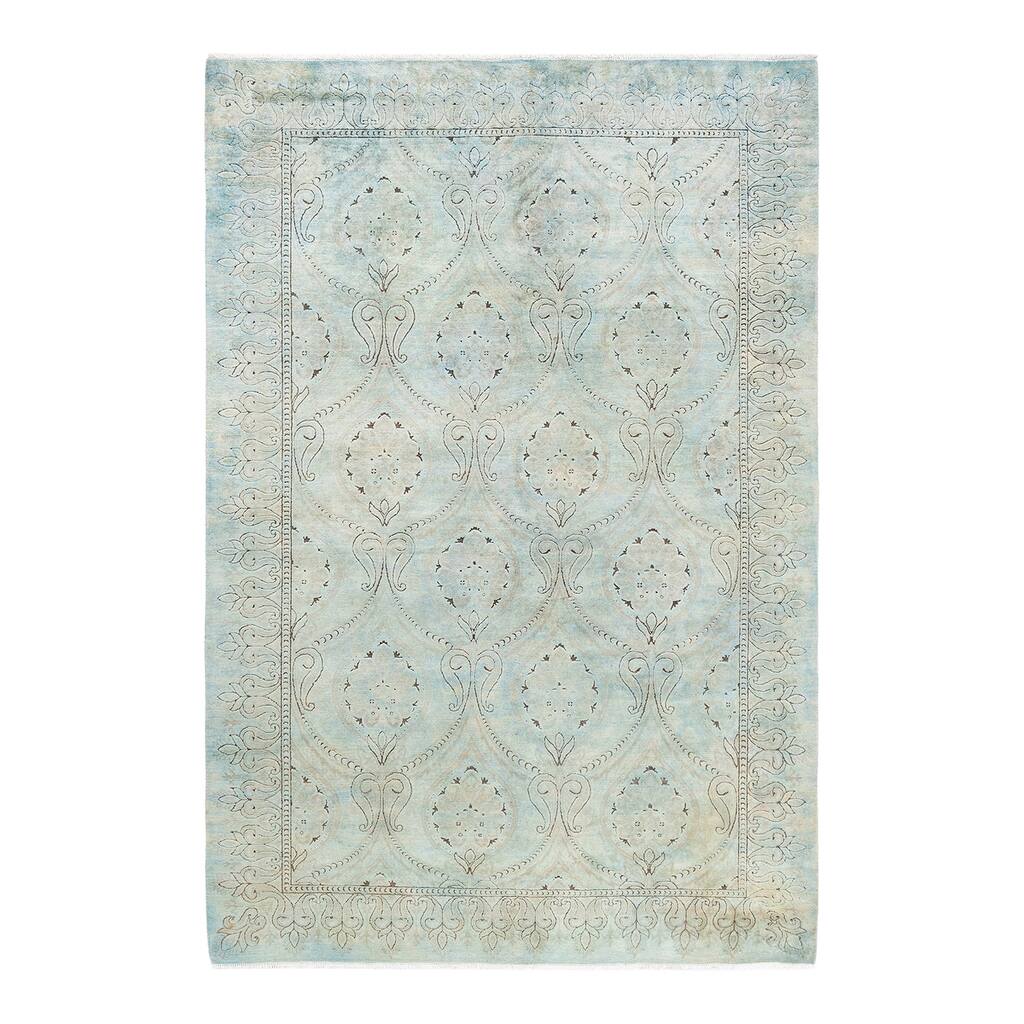 Overton Transitional One-of-a-Kind Hand-Knotted Area Rug - Light Gray, 5' 6" x 8' 0" - 5' 6" x 8' 0"