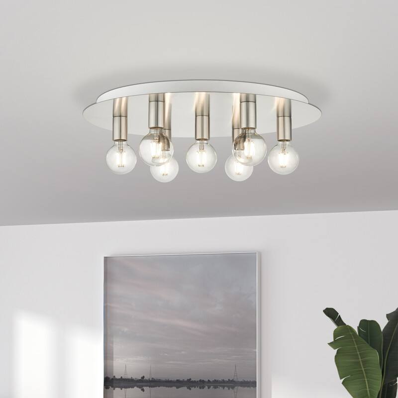 Livex Lighting 7-light Brushed Nickel Flush Mount, 45876-91 - 24" Dia x 3.625" H