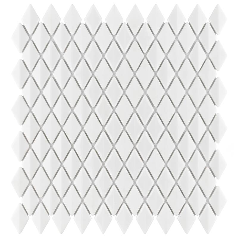Merola Tile Expressions Beveled Diamond White 11-5/8" x 12" Glass Floor and Wall Tile