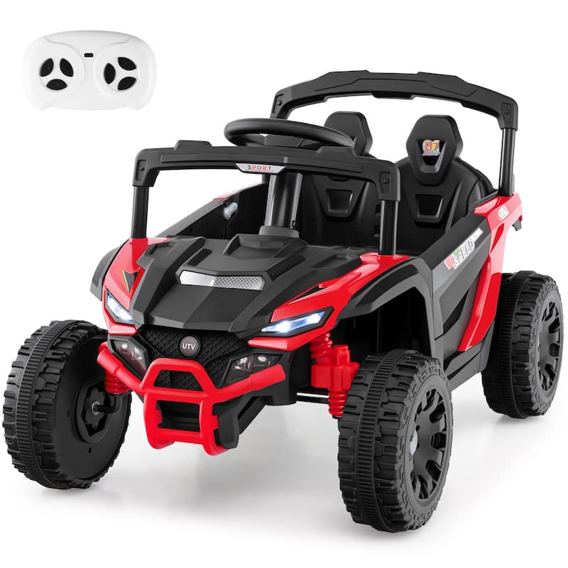 Electric UTV Ride On Car for Children with Lockable Doors Comfortable Seat Music and Lights - 35.5" x 23" x 21" (L x W x H)