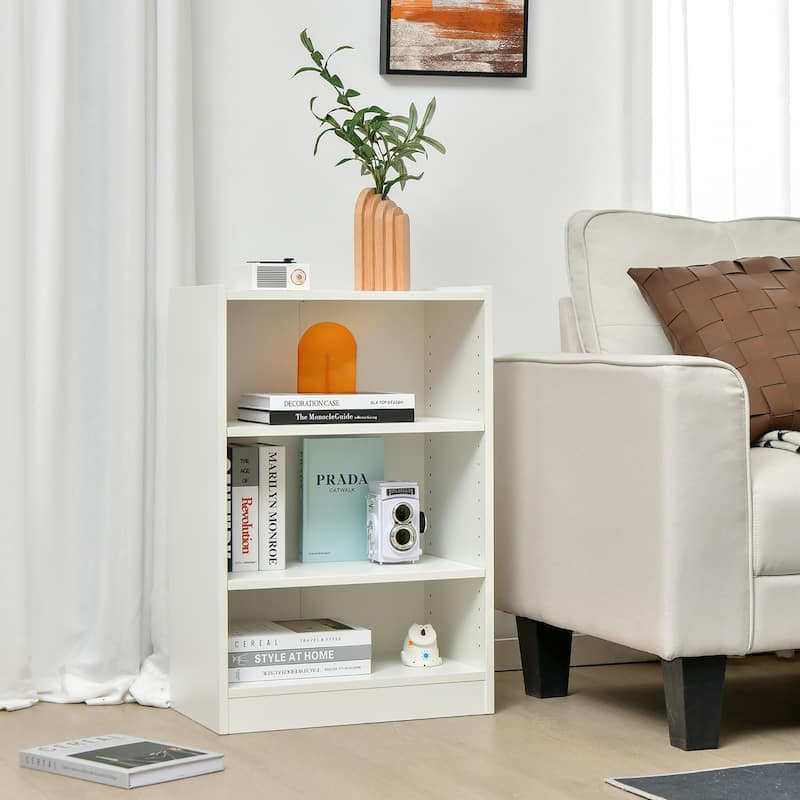 3-Tier Bookcase Open Multipurpose Display Rack w/ Adjustable Shelves