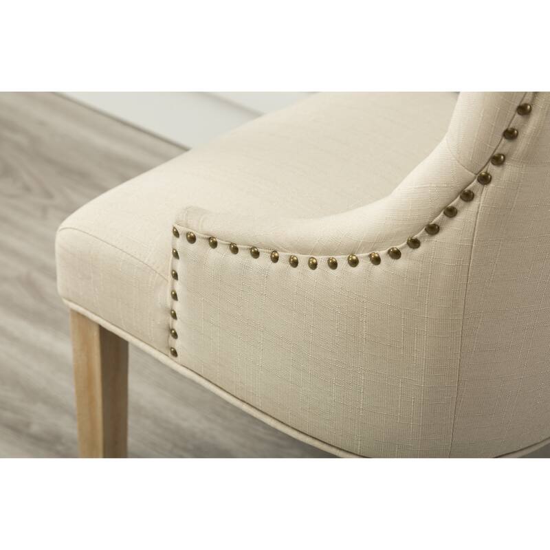 2 Piece Button Quilted Solid Wood Dining Chairs with Nailhead, Backrest, Upholstered for Dining Room Kitchen Bedroom Living Room