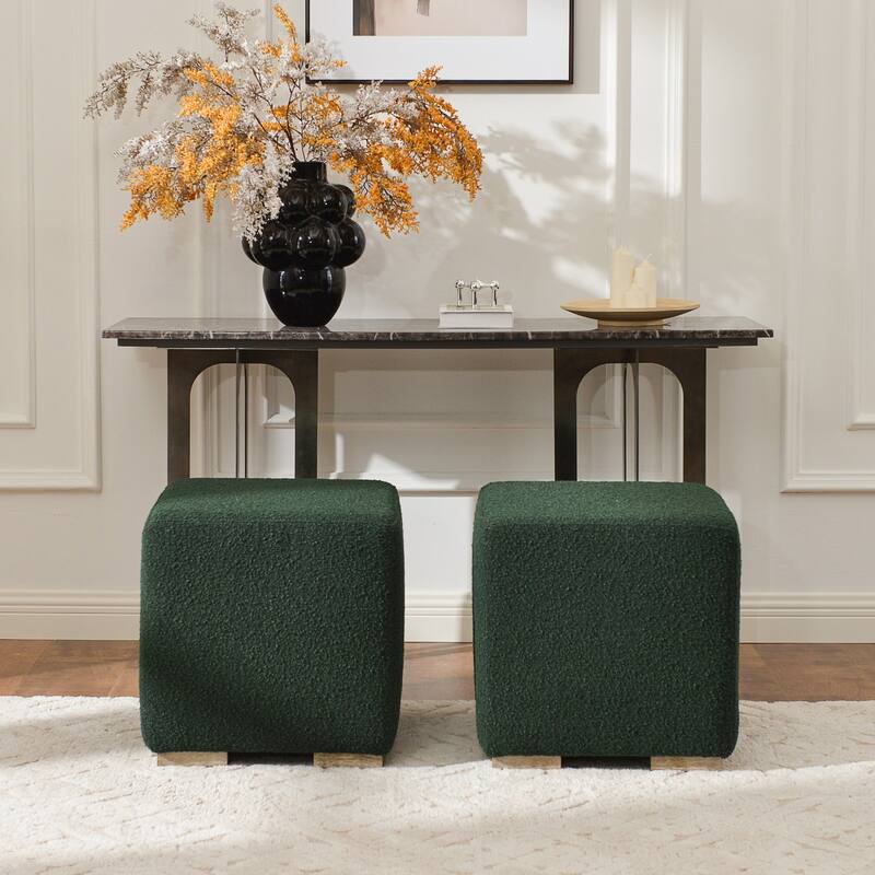 KINWELL 18.5" W Square Boucle Upholstered Ottoman Entryway Footstool