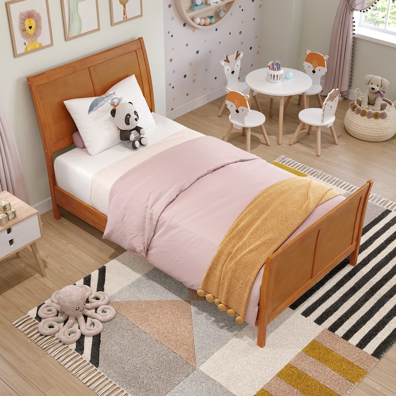 Valencia Solid Wood Low Profile Sleigh Platform Bed with Matching Footboard