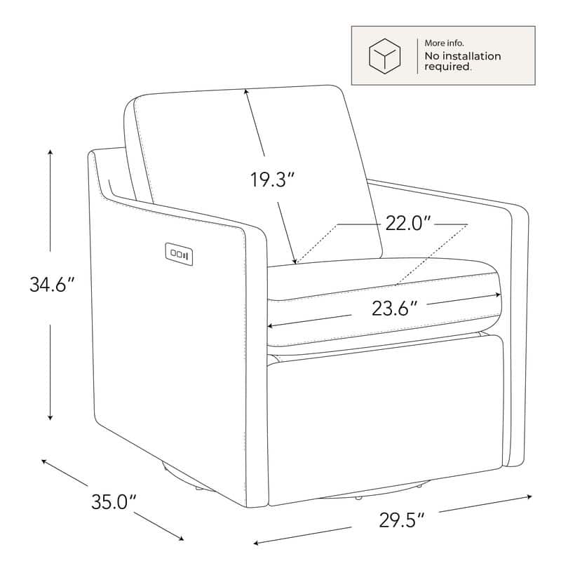 Spruce & Spring Nora Power Swivel Accent Chair Wall Hugger with Electric Footrests