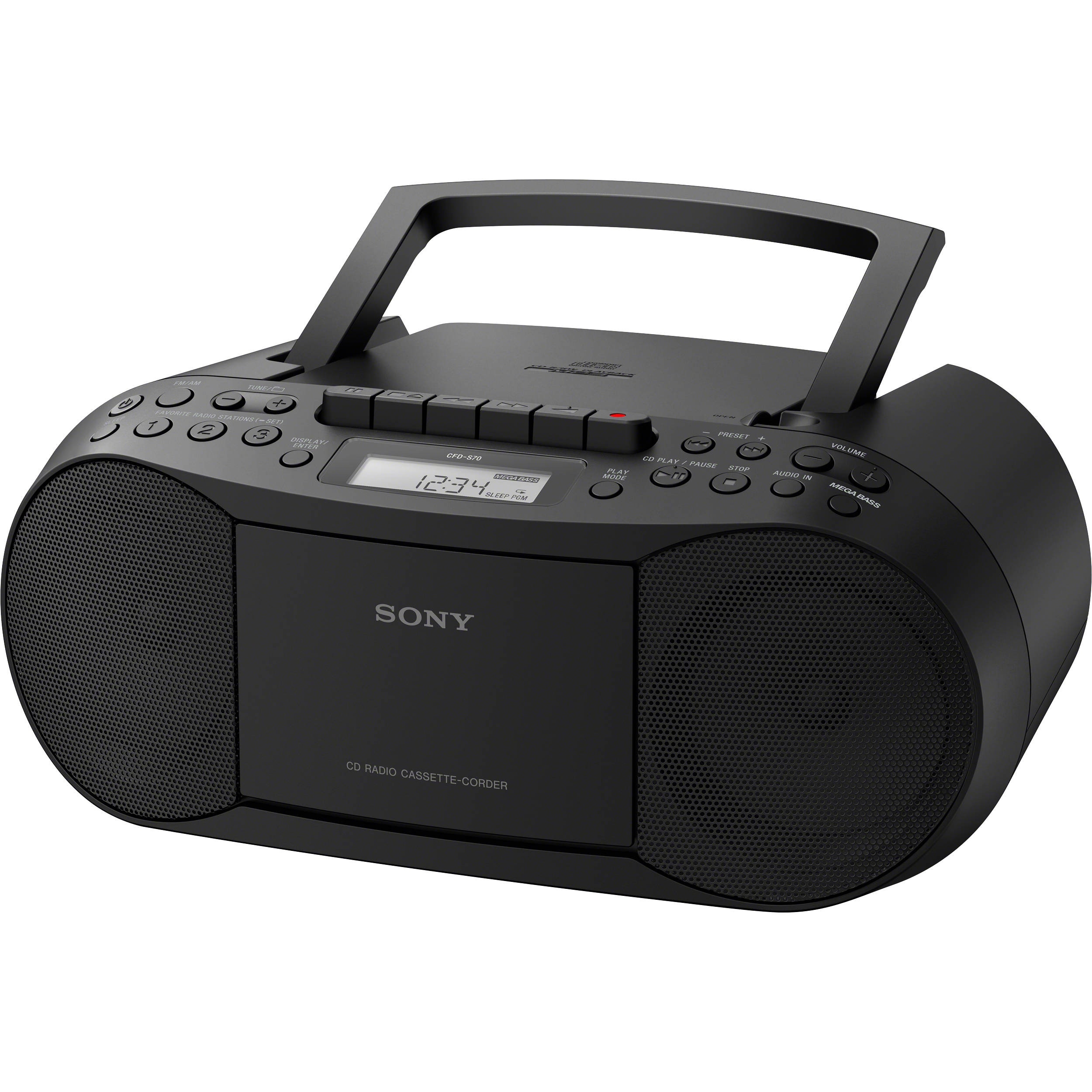 Sony CFDS70-BLK CD/MP3 Cassette Boombox Home Audio...