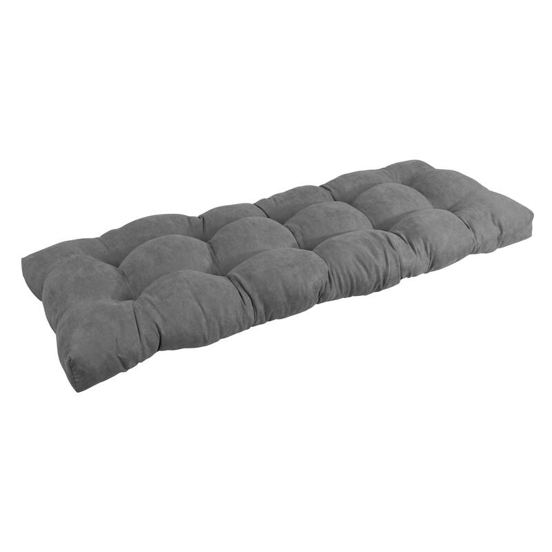Solid Microsuede Tufted Indoor Bench Cushion (Multiple widths from 42 to 60 inch) - 46" wide - Steel Grey