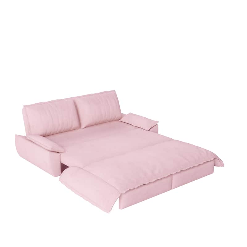 73" Queen Convertible Sleeper Sofa, 3-in-1 Pull Out Sofa Bed, Velvet Upholstery, Space-Saving Loveseat for Small Spaces
