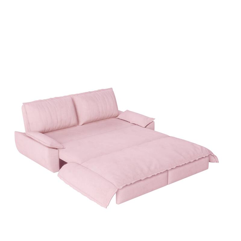 Versatile 3-in-1 Queen Size Velvet Pull-Out Sofa Bed with Chaise Lounge, Durable Steel Frame, Convertible Sleeper Loveseat