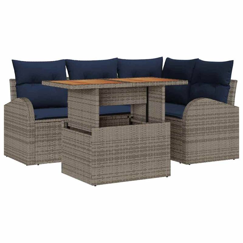 vidaXL 5 Piece Garden Sofa Set with Cushions - 70.5×48.8×27.2