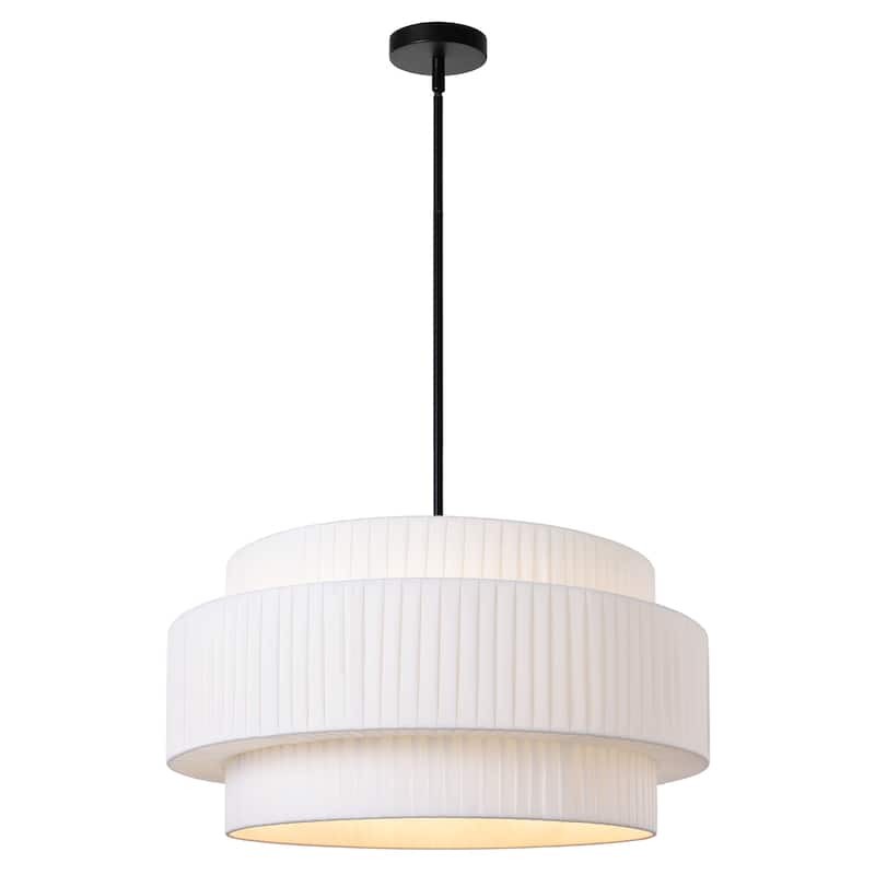 Modern 3-Tier Drum Chandeliers Fabric Shade Ceiling Hanging Pendant - 3-Tier/23.6inch