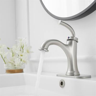 Single Handle Bathroom Sink Faucet with Drain Kit 1 Hole Brass Modern Bathroom Basin Vanity Faucets with Deck plate