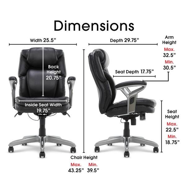 Serta Bonded Leather Air Health And Wellness Mid Back Office Chair Overstock 9066779