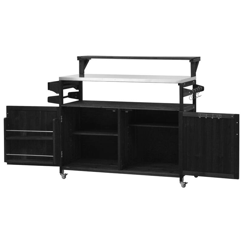 53.3" Outdoor Kitchen Island with Adjustable Shelf and Stainless Steel Top