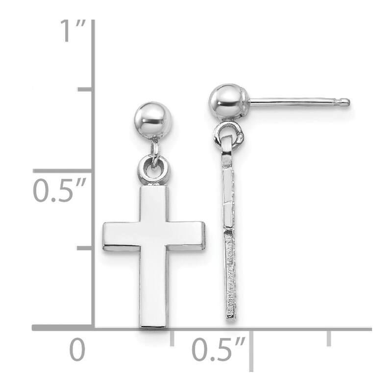 Curata 14k White Gold 15x9mm Polished Cross Dangle Earrings