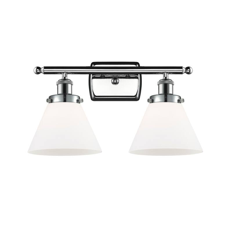 Innovations Lighting Large Cone 2 Light 16" Wide Vanity Light - Polished Chrome / Matte White